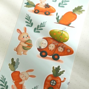 Adesivi "Coniglietti" - set di adesivi stampati su carta vinilica - confezione di adesivi illustrati per Bullet Journal - illustrazione per bambini