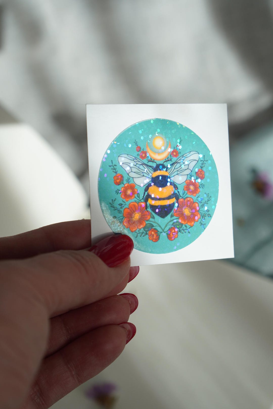 Bumblebee Sticker Design Handmade Holographic Sticker