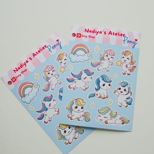 Sticker Sheet „Pony“ | handgezeichnet | Vinylsticker |optional laminiert | Kawaii | Aufkleber Pferde | Pastell | Sticker Journalin