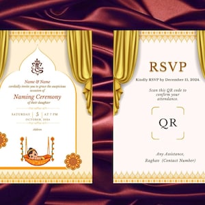 Baby Naming Ceremony Invitation - Cradle Ceremony Invitation - Printable Desi Invitation - Invitation as Indian Cradle ceremony invitation