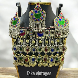 Multicoloured Afghan Jewellery Set | Afghan full jewellery set | Afghan Jewellery Vintage Kuchi Choker Necklace