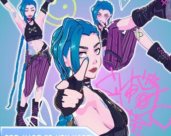 Jinx Pre-made 3D VRoid VRM Model | VRChat Avatar | 3D VTuber Model | Fully Rigged Model for Streaming, Gaming & Desktop Mate