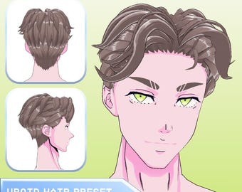 VRoid Hair Preset | Middle Part Flow Male Hairstyle with Physics | VRoid Studio Customizable | VTuber Hairstyle model