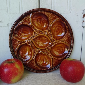 9.8&quot; Vintage French Oyster Plate by St Clément-Multiple Available, Brown Oyster Plate, Ceramic Seafood Platter, Wall Plate Decor, Tableware