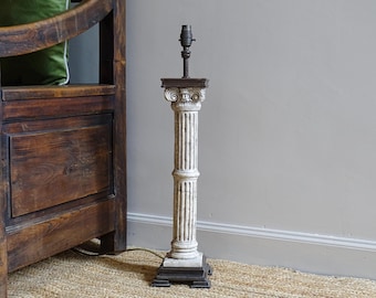 Große Vintage korinthische Säule Tischlampe Basis, Tischleuchte im klassischen Stil 26 "