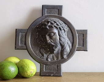 Vintage Cross Wall Plaque, Jesus Christ, Wall Crucifix, French Religious Gift, Christian Decor 8.9" USA Duties Included