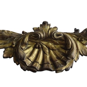 18.9&quot; Antique French Gilt Bronze Furniture Pediment, French Ormolu Garniture, Gold Furniture Mount, 19th Century Antique Embellishment