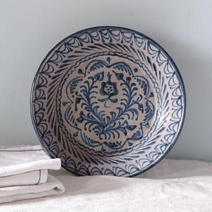 Spanish Vintage Fajalauza Earthenware Lebrillo Bowl with Pomegranate 8.7" -USA Duties Included