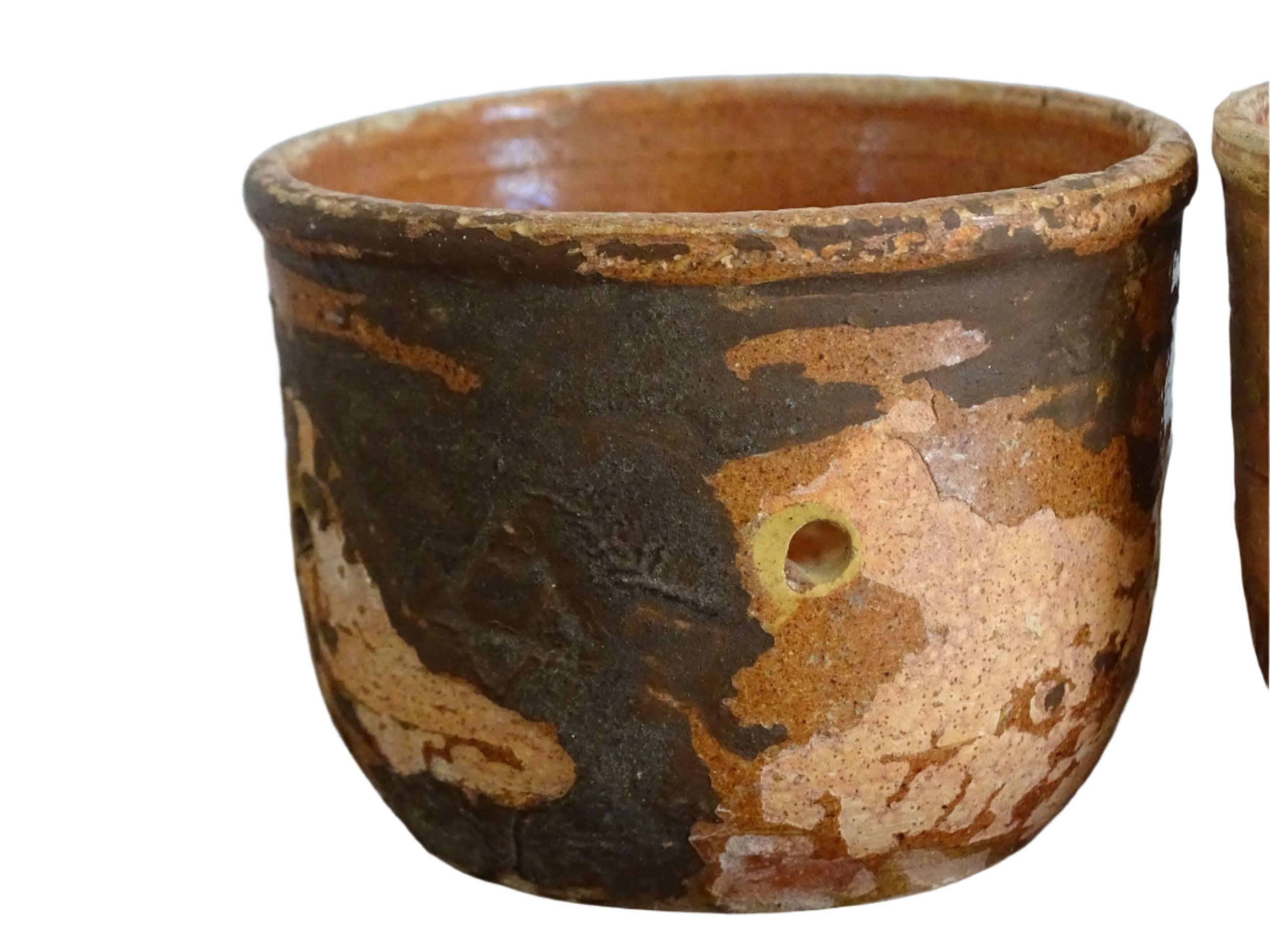 3.1インチ フランスアンティークテラコッタ フェセル2個、古い陶器の