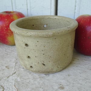 4.3&quot; Antique French Pottery Faisselle Cheese Strainer, Ceramic Colander, Pottery Sieve, Berry Strainer Bowl, Rustic Country Farmhouse Decor