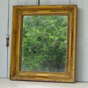Antique French Mirror with Gold Frame Decorated with Swans, Wall Mirror, Stucco Mirror, Restoration Period 1815-1830, Framed Wall Decor