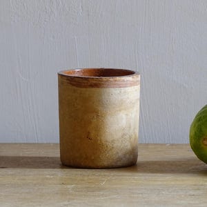 Piccolo vaso antico in terracotta francese, barattolo in ceramica, arredamento rustico da fattoria, 2,8 pollici