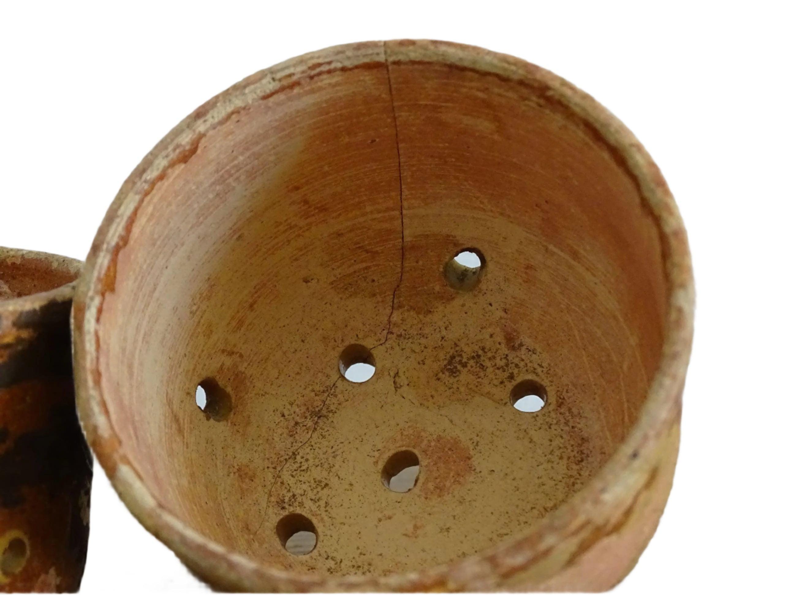 3.1インチ フランスアンティークテラコッタ フェセル2個、古い陶器の