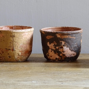 Two French Antique Terracotta Faisselles, Old Pottery Sieve, Ceramic Colander, Earthenware Pot, Rustic Farmhouse Decor 3.1"