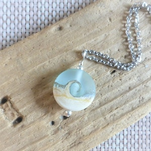 Wave Necklace, Beach Necklace, Ocean Wave Pendant, Lampwork Necklace, Beach Wedding, Beach Lover Gift, One 1 Pendant or Necklace image 8