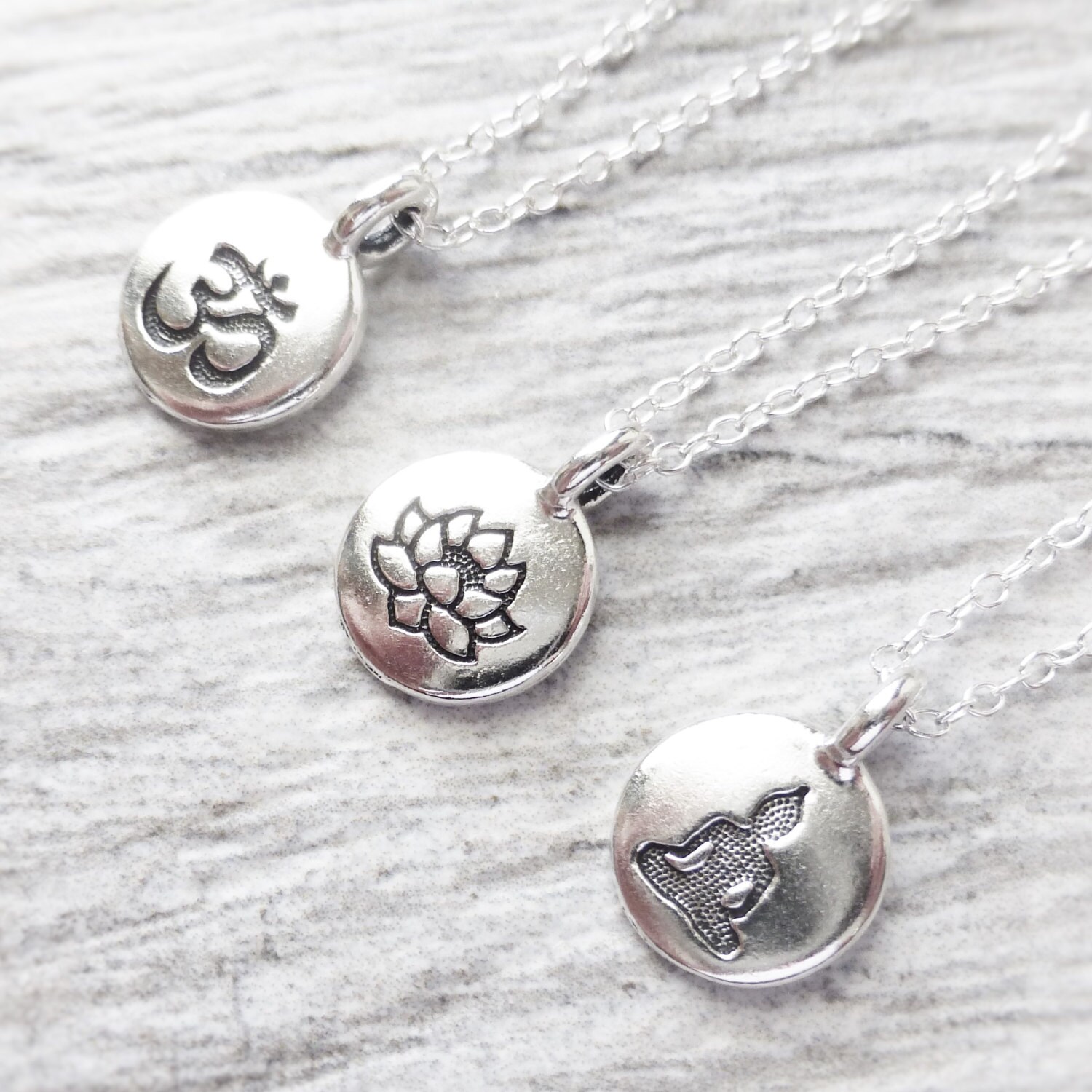 Yoga Jewelry Yoga Necklace Stamped Tiny Charm Circle Etsy