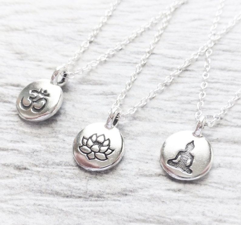 Yoga Jewelry Yoga Necklace Stamped Tiny Charm Circle Etsy
