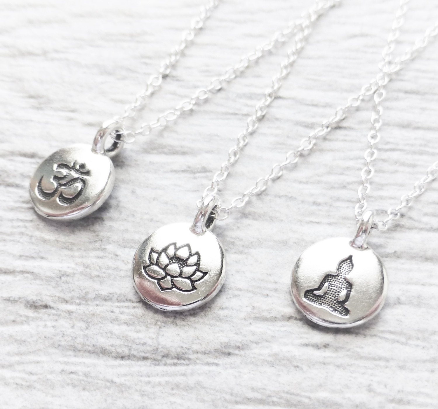 Yoga Jewelry Yoga Necklace Stamped Tiny Charm Circle Etsy