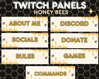 Niedliche Honigbienen Twitch Panels | Twitch Hintergrund | Twitch Profil | Honigbiene | Gelb | Twitch Banner | Sofortdownload | Süß