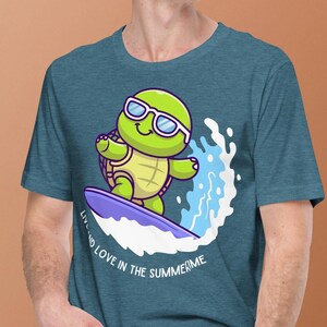 Funny Surfing Turtle T-Shirt - Summer Holiday Surf Top