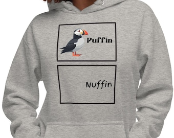 Funny Puffin Nuffin Graphic Hoodie, Sea Parrot Sweatshirt