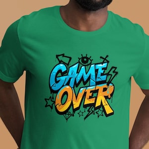FREE DELIVERY - Game Over Shirt, Video Game Top, Great Quality Clothing, Gift For Gamer, Gaming Shirt, Video Game Gift, Computer Console
