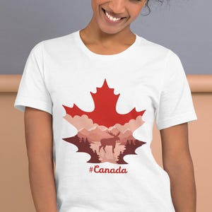 KOSTENLOSE LIEFERUNG - Brilliant Kanada-T-Shirt, Elch-Ahornblatt-Oberteil, hochwertige Kleidung, Geschenk für Kanada-Liebhaber, Rockies Ahorn kanadische Flagge