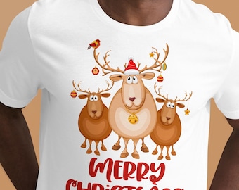 Funny Reindeer Christmas Tee Shirt:  Cute Holiday Top