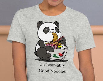 Funny Panda Ramen Tee Shirt:  Noodles Chopsticks Gift