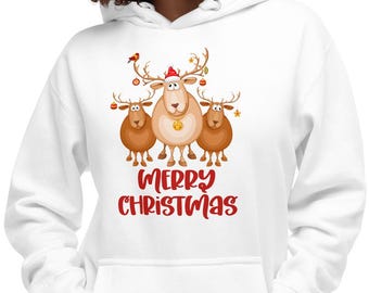 Funny Reindeer Christmas Hoodie: Holiday Graphic Sweatshirt