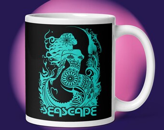 ファンタジーマーメイドマグカップ：海景グラフィックアート、セラミックオーシャンドウェラーカップ