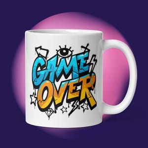DARMOWA DOSTAWA - Kubek Game Over, Kubek do gier wideo, Ceramika wysokiej jakości, Prezent dla gracza, Kubek do gier, Prezent do gier wideo, Konsola komputerowa