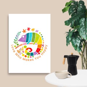 CONSEGNA GRATUITA - Poster Gay Pride, Stampa Camaleonte Graziosa, Immagini di Qualità Splendida, Poster LGBTQ Arcobaleno, Design Camaleonte, L'Amore è Amore