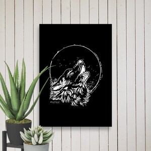 FREE DELIVERY - Beautiful Howling Wolf Poster, Wolf Moon Print, Great Quality Picture, Gift For Wolf Lovers, Wolf Howling At The Moon Poster