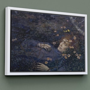 Fallen Man covered with Flowers and Thorns - Dark Aesthetic Baroque Wall Decor, Pre-Raphaelite Renaissance Vintage Victorian Era Painting