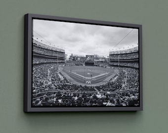 Yankee Stadium Black & White Canvas Print, New York Baseball Decor