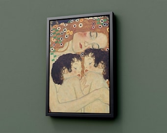 Klimt Mother and Twins Canvas Print, Gallery Wrapped Wall Art