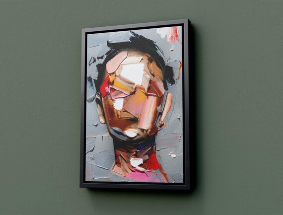 Abstract Face Oil Painting Print, Modern Wall Art