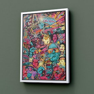 Fear Loathing - Welcome to Fabulous Las Vegas Nevada Canvas, Illustratiron Psychedelic Poster, Las Vegas Nevada Wall Art