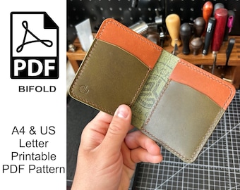 Minimalist Leather Bifold Wallet Pattern | DIY Cardholder Template (PDF Download)