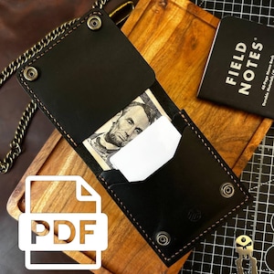 Patrón PDF de billetera de cuero / Billetera plegable minimalista / Tarjetero EDC y porta efectivo / Descarga instantánea