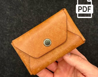 Minimalist Leather Wallet Pattern – Slim Handmade Design – PDF Template for Leathercraft – A4 Digital Download