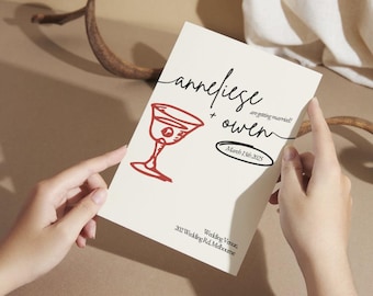 Invitaciones de boda dibujadas a mano / Plantilla moderna y editable para Canva (Descarga digital)