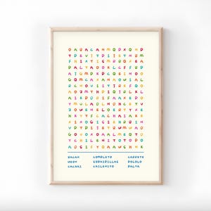 Word Search Chile Print - Digital Download | Chilean Slang Poster | Spanish Word Art | Modern Chile Decor