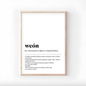 Weón Chile Print - Digital Download | Chilean Slang Poster | Spanish Dictionary Definition Art | Modern Chile Decor