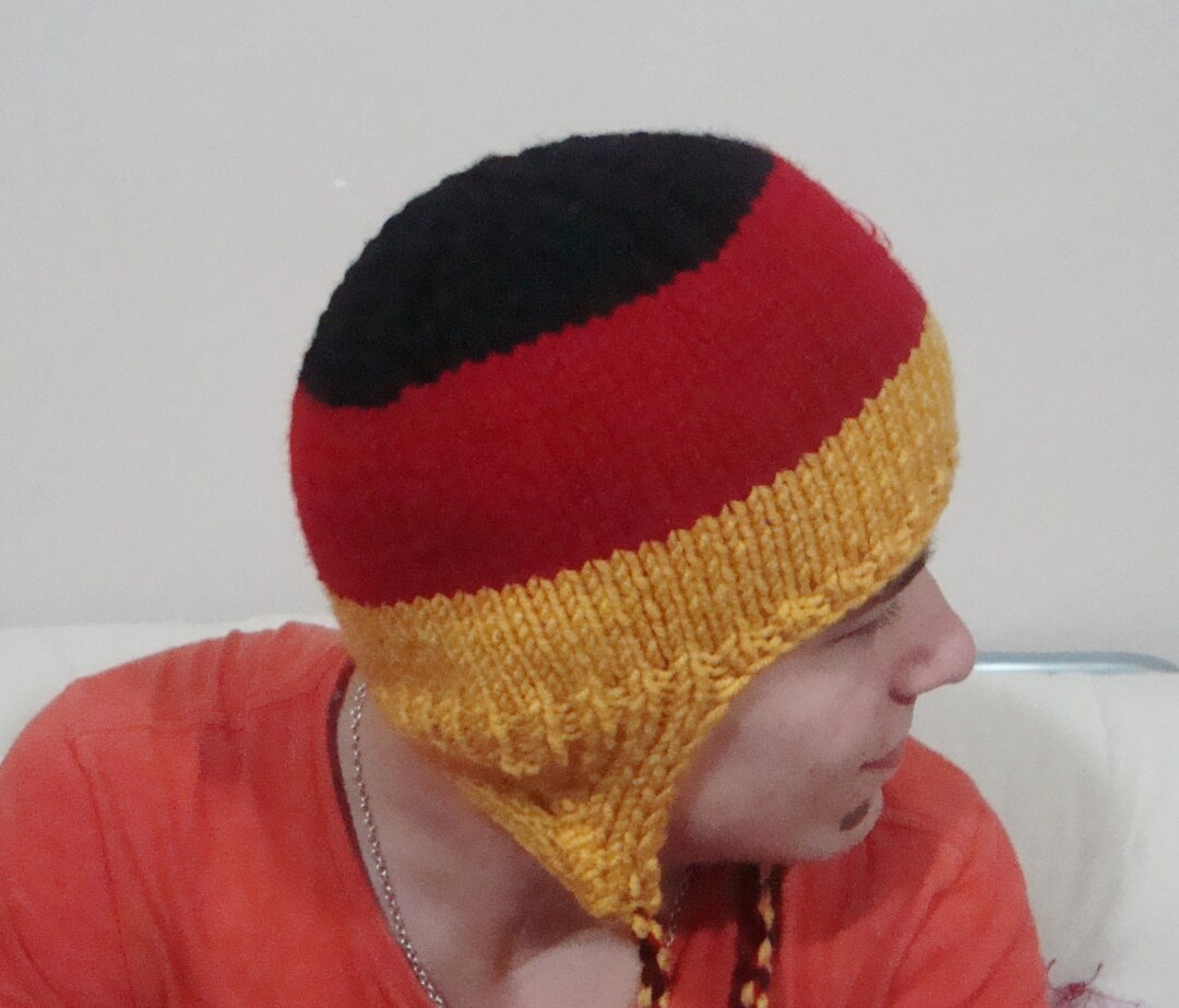 Germany Flag Winter Beanie Hats With Ear Flap Hat Black Red Gold Yellow Stripes Germany Gifts