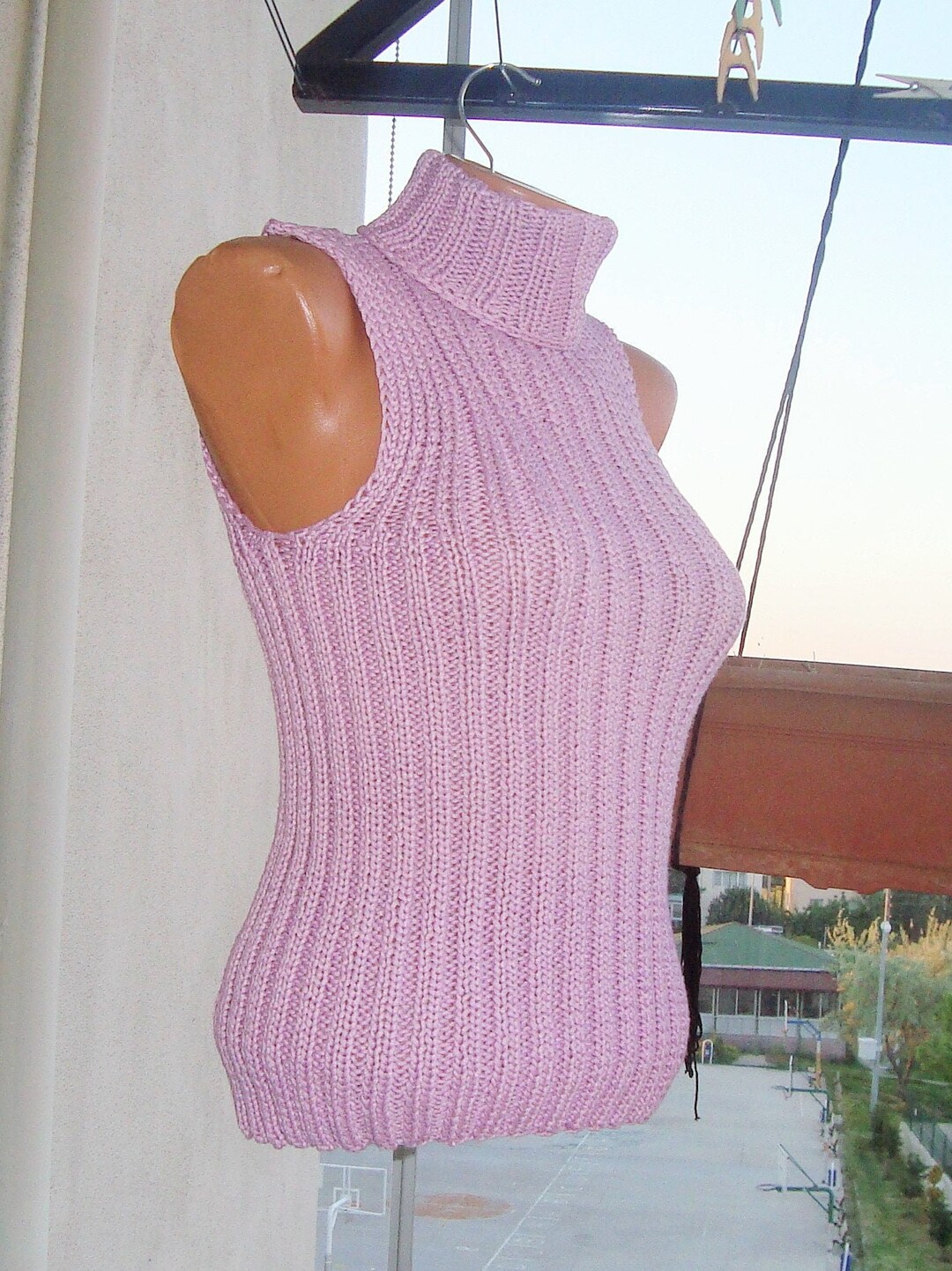 Womens Turtleneck Sleeveless Sweater Mens Lavender Lilac Etsy New Zealand