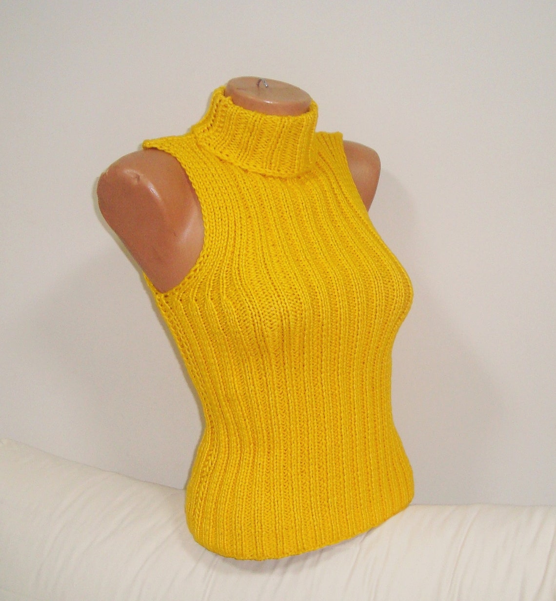 Yellow Sleeveless Turtleneck Men Women Top Blouse Sweater with Etsy