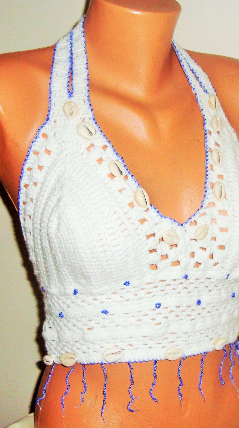 womens white crochet top