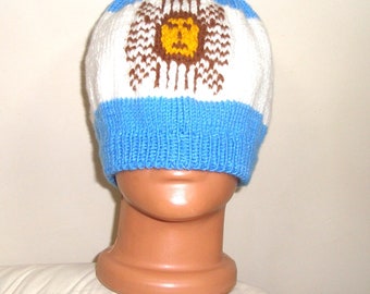 Winter Argentina Flag xl 2xl Beanie Hat Hand Knit Knitted, Argentina Gifts For Men's Gift For Him, Boyfriend, Husband, Dad Argentina Flagged